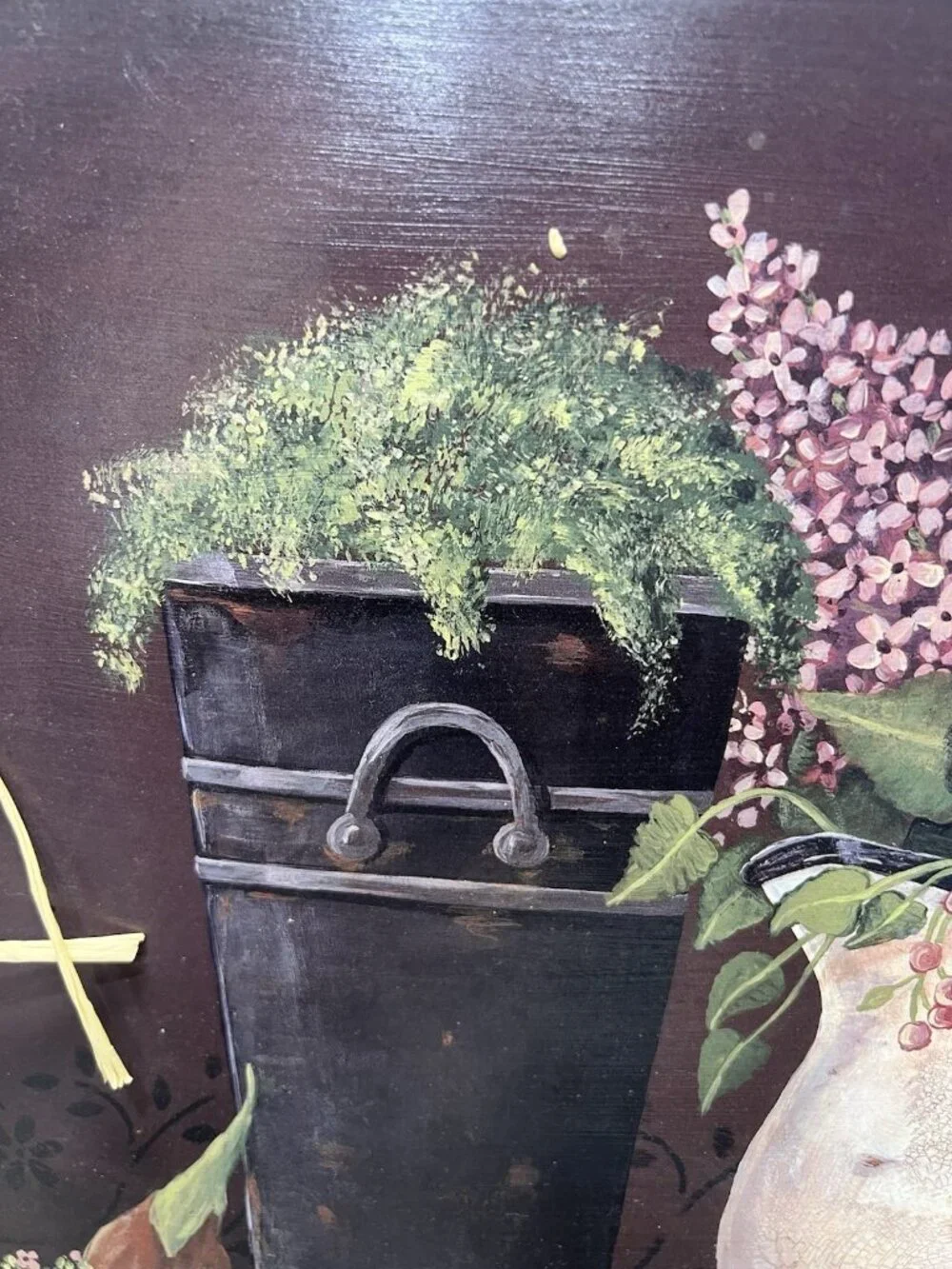 Painted Flowers on Wooden Board Signed Jo Moulton Floral Decor Wall Hanging